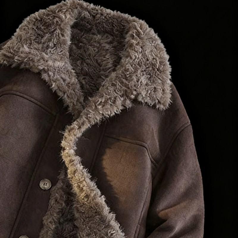 Men's High-End Lambswool Leather Motorcycle Jacket for Autumn/Winter