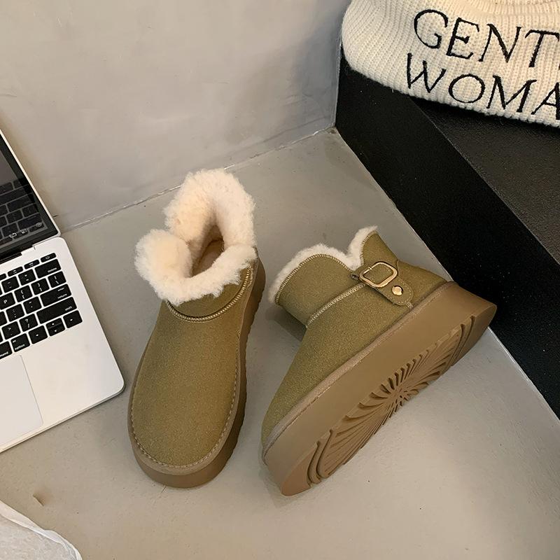 

Простые однотонные теплые сноубутсы для женщин, новые толстоподошвенные с толстой вельветовой подкладкой, нескользящие зимние хлопковые сапоги для женщин осень-зима 2025 40