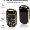 SUNCARACCL for Jeep Key Fob Cover with Leather Keychain, Soft TPU Full Cover Protection Key Case for Grand Cherokee Renegade Dodge Durango Challenger