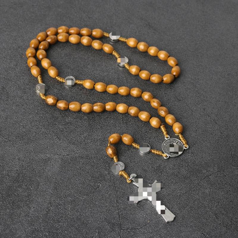 European & American Zinc Alloy Cross Rosary Necklace