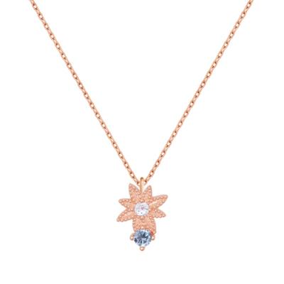 [92.5 Silver] A Bouquet of Love Flowers, a Wish for You, a 92.5 Silver Necklace (March Daisy Aquamarine)