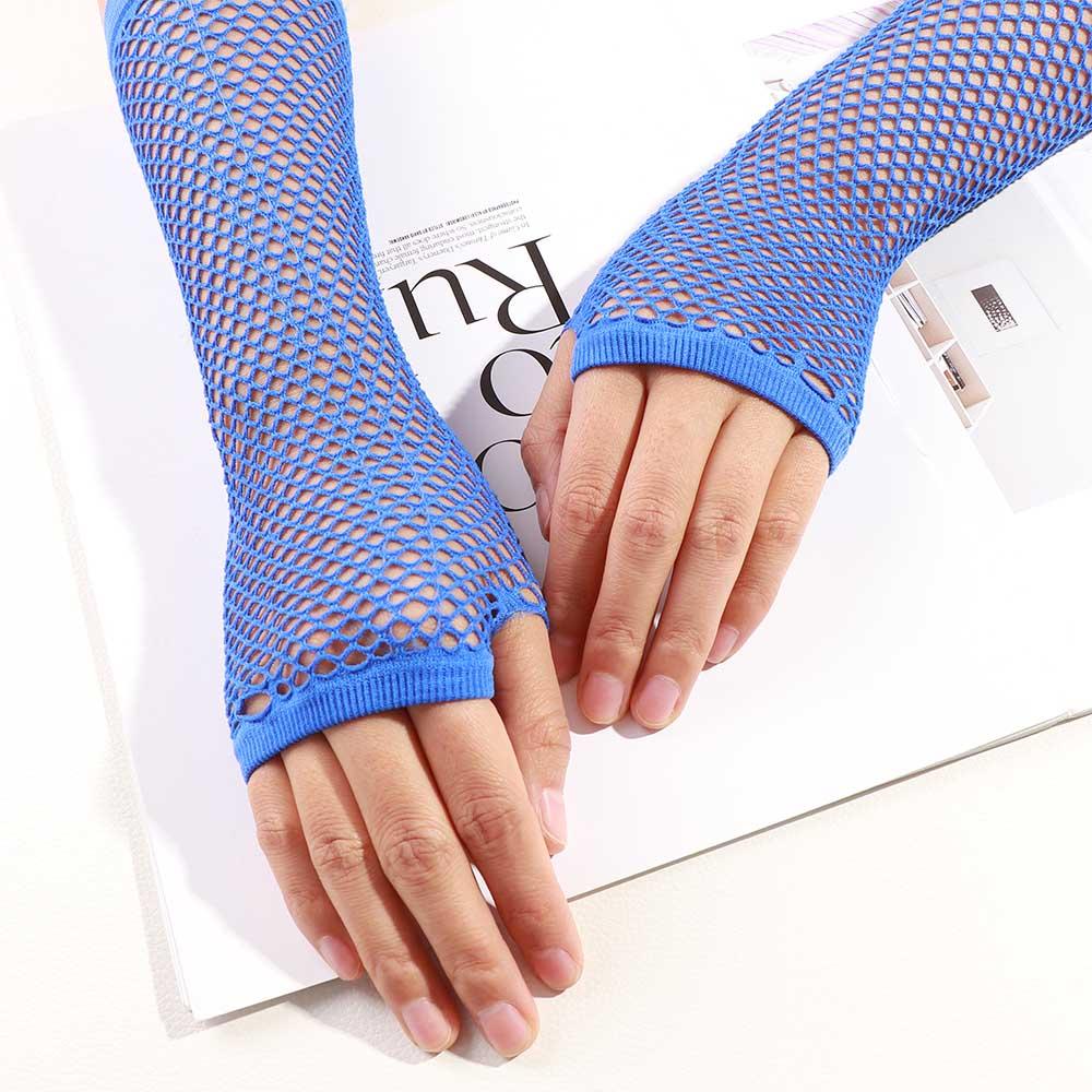 Dance Costume Fingerless Nightclub Mesh Net Fishing Net Mesh Gloves Punk Glove Long Glove Gloves