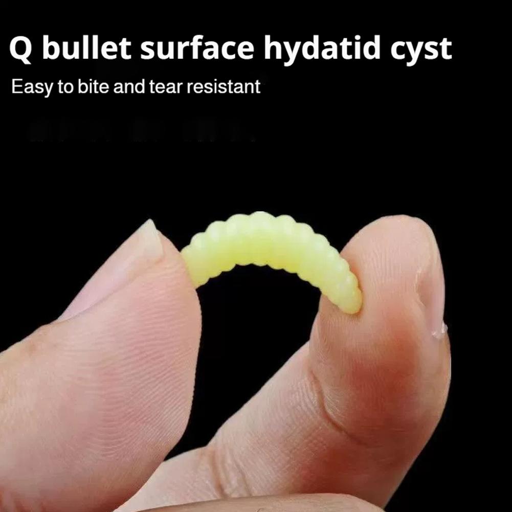 2cm/0.79" 100pcs Mealworm Soft Bait Mini Soft Maggot Baits Mixed Fishing Lures Silicone Bionic Bread Worm Lure