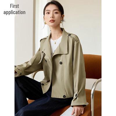 Chushen Women's Short Trench Coat with Lapel