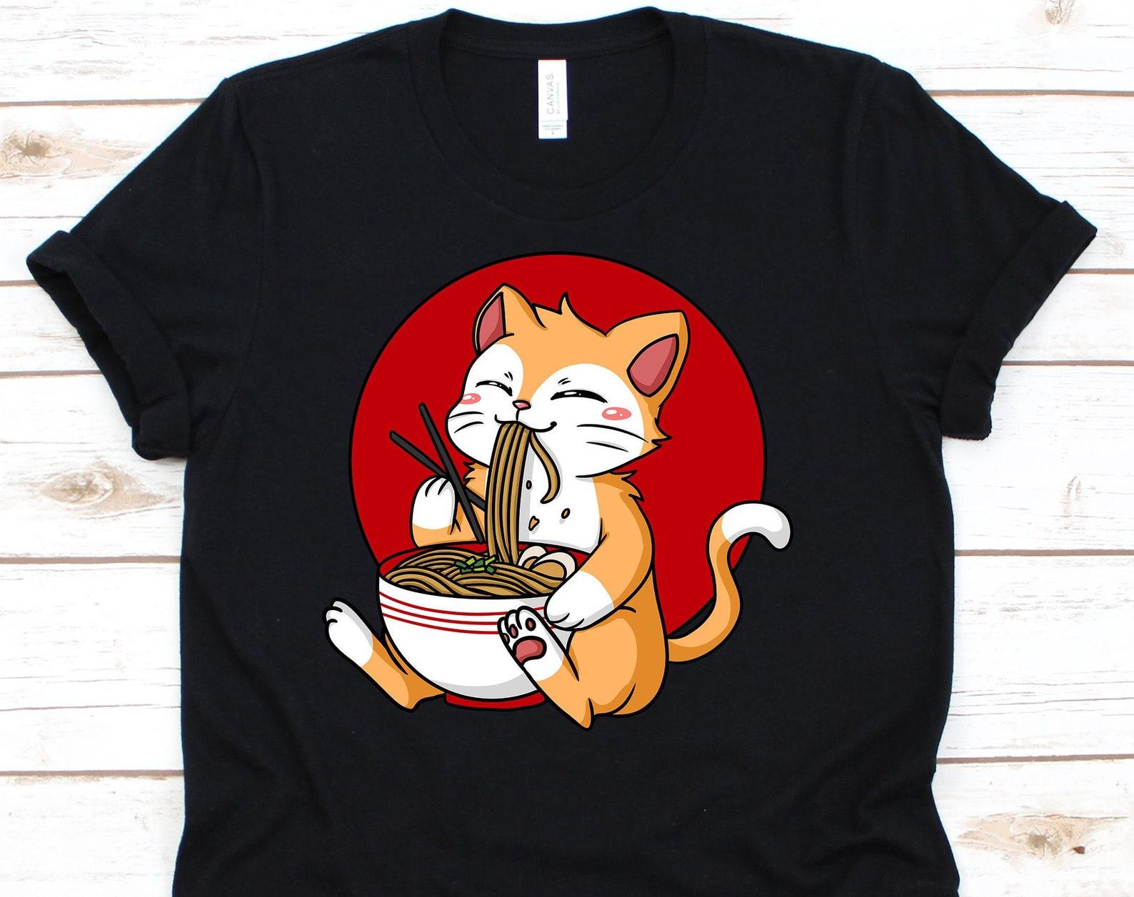 Ramen Cat Shirt, Japanese Noodle, Ramen T-Shirt, Ramen, Chopstick Shirt, I Love Ramen, Ramen Gifts, Ramen Lover T-Shirt 4XL