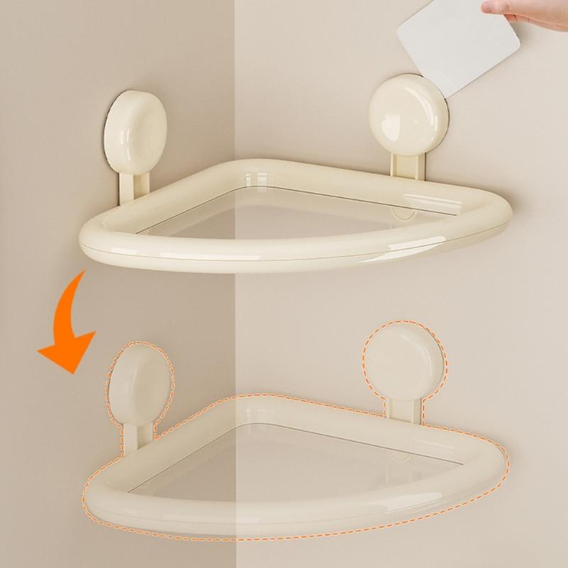 Triangle Shower Rack With Drain Holes Bathroom Wall Mounted Sturdy PET Materials Bath Organizers