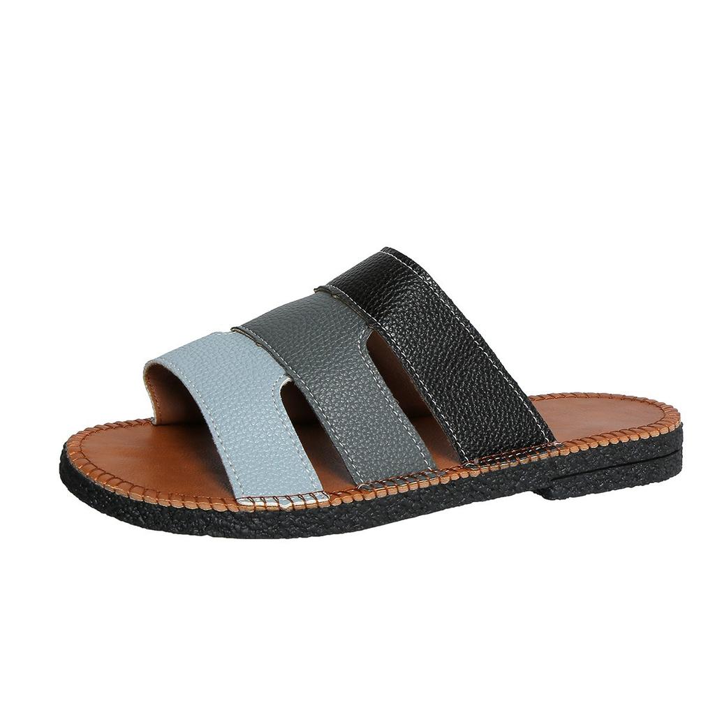 Large Size Flat-bottomed Slippers Women's Summer Color Matching Feet Wear Fish Mouth Cool Slippers