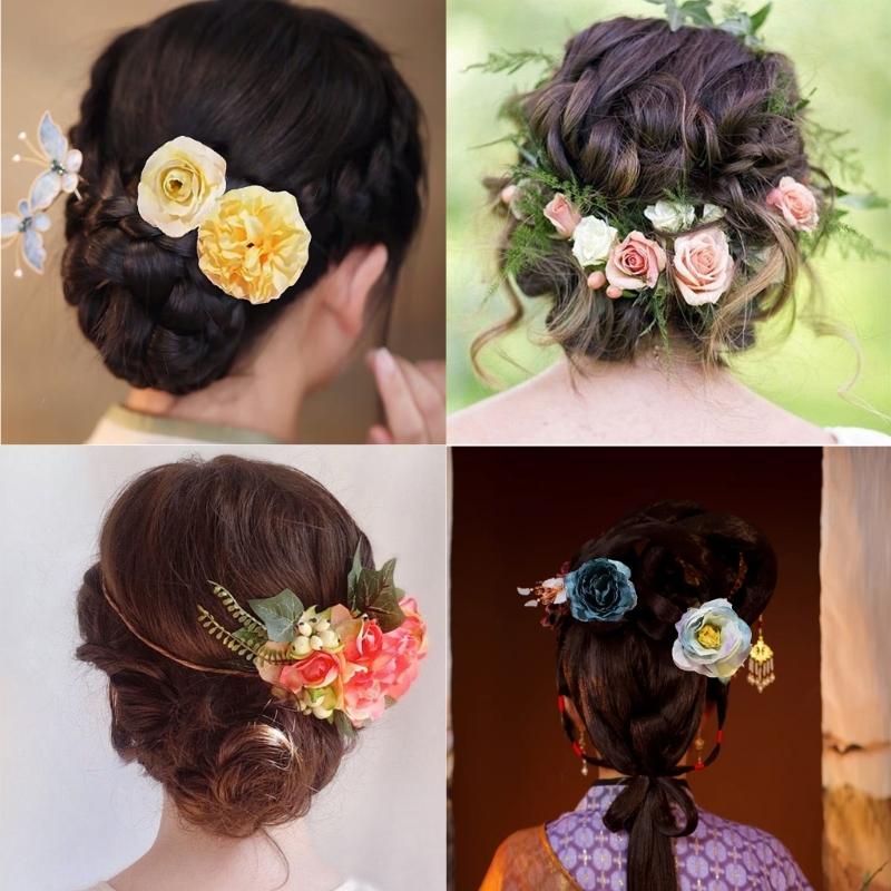 Set mit 40 künstlichen Seidenblumen für Hochzeitssträuße Rosen Pfingstrosen Dahlien Realistische Floralien Tischdekorationen