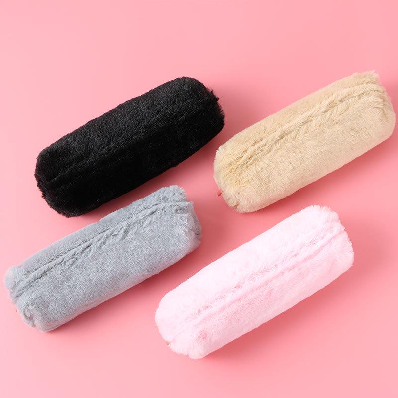Estojo de Lápis de Pelúcia Fofo Wangdins Estilo Coração Girly Bolsa de Papelaria