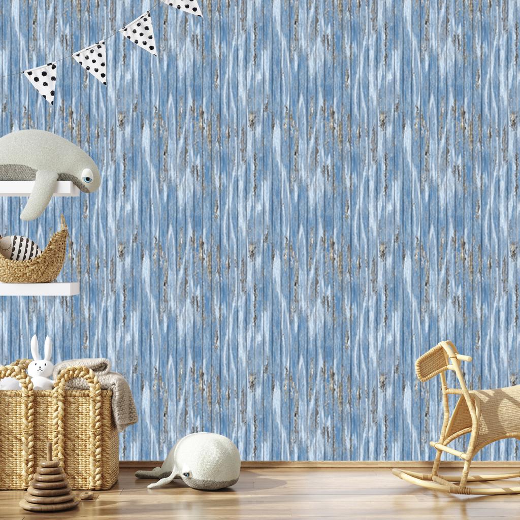 Blue Vintage Wooden Planks Wallpaper 50x1000