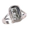 Natural Black Rutile Gemstone 925 Solid Sterling Silver Jewelry Ring S.10 J5u17
