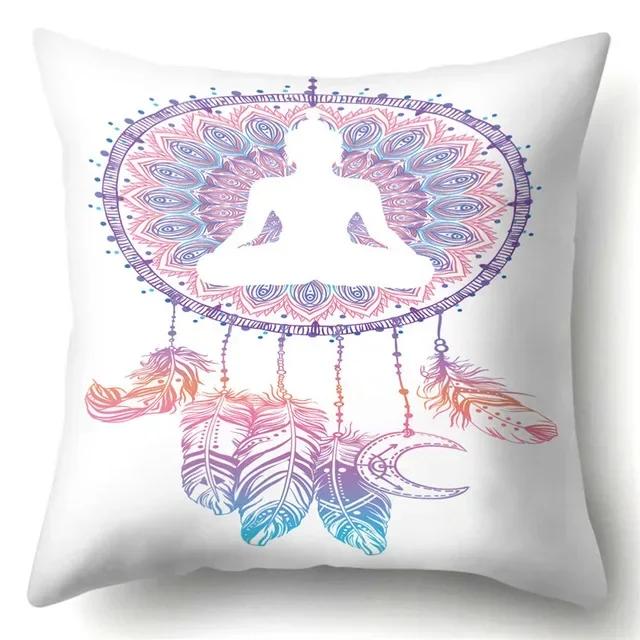 Buddha Head Eye Print Cushion Cover Case Buddhism Decorative Pillow Cover Polyester Home Hotel Car Decoration Pillowcase 45X45CM
