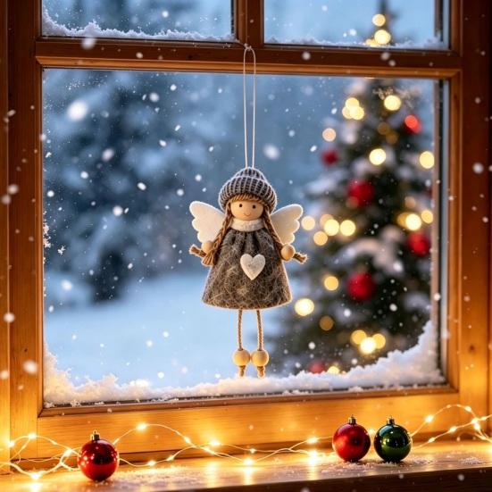 Angel Doll Pendants Plush Ornaments, Christmas Fairy Girl Hanging Pendant for Decorative Garlands Tree Home Decor, Party, New Year, Birthday