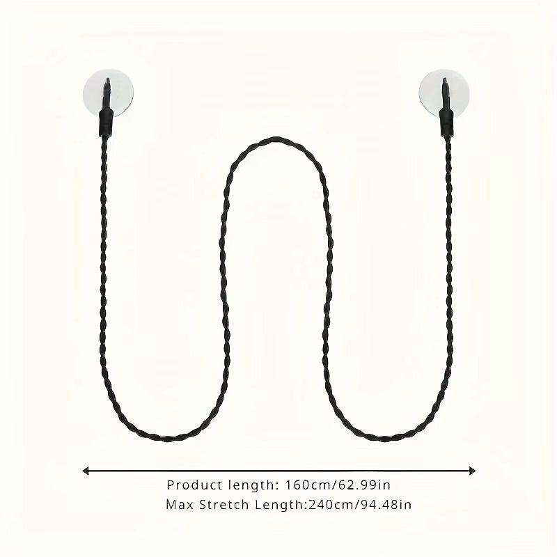 1Pcs Retractable Hanging Rope With Suction Cups & Hooks Elastic Travel Clothesline Convenient Laundry Accessory For Trips