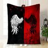Angel Wings Red Black Wall Art Print PosterBlanket Flannel Throw Blanket for Sofa, Bed, Travel, Camping, Office, Couch, Chair, And Bed Gift
