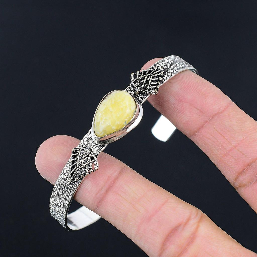 Sterling Silver Pear Natural Septarian Root Chakra Wedding Artisan New Bangle