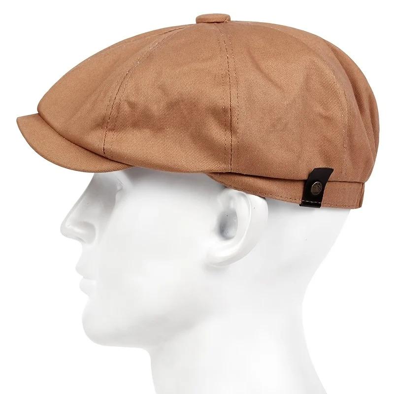 Men Light Panel Solid Color Newsboy Hat Spring Autumn Retro Beret Hat Casual Hats Octagonal Cap Hip Hop Berets