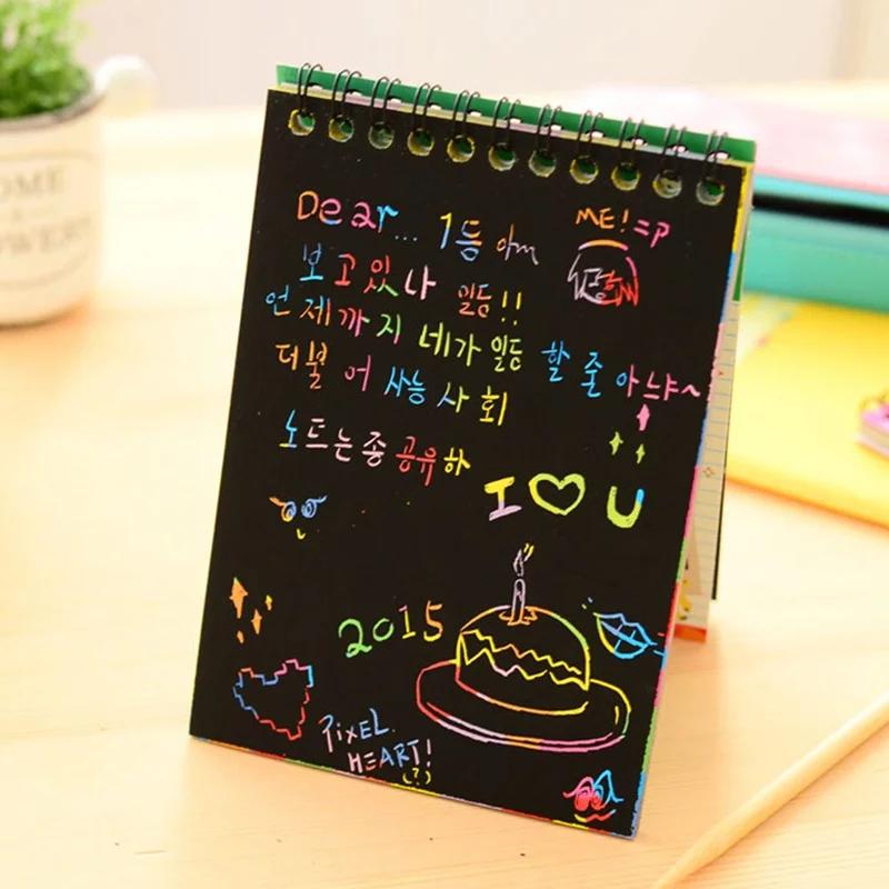 Children Graffiti Notebook DIY Scratch Drawing Toys Painting Book Black Early Learning-Focused Toy Fun Present