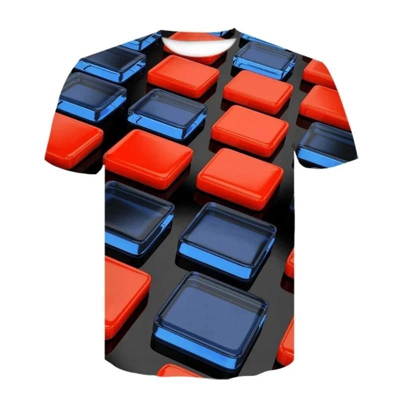 Men Summer Fashion Colorful 3D Printing Tshirt Creative Psychedelic Tops Shirt Optical Illusion Black-White Graphic T-shirt