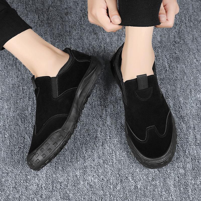 Outdoor Casual Shoes Men's Shoes Anti Slip and Wear-resistant Soft Soled Hiking Shoes Lazy People Step on Black Hiking Boots