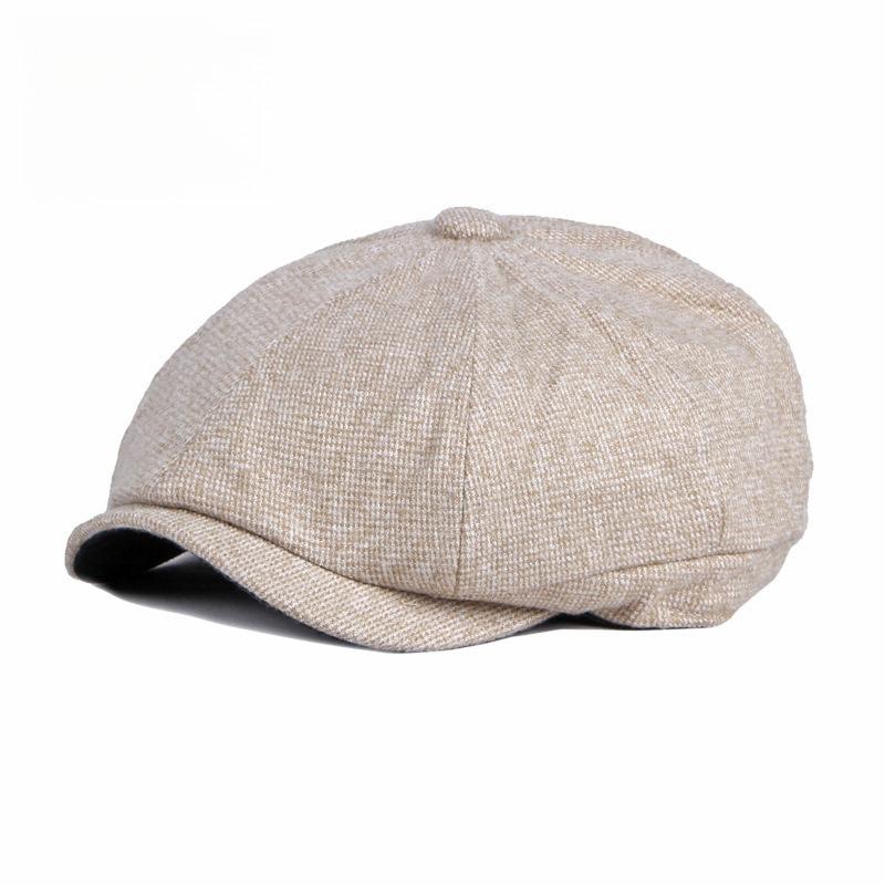 Unisex Retro Tweed Newsboy Cap British Octagonal Hat Winter Warm Beret Korean Style Gatsby Cabbie Painter Cap Adjustable 55-59cm