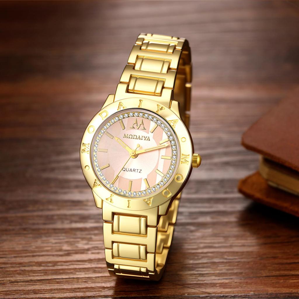 Women's Watch Sparkling Diamond Gold Cute Fashionable Roman Analog Display Waterproof Quartz Clock Golden Fashion Watch Women's Accessory - Birthday