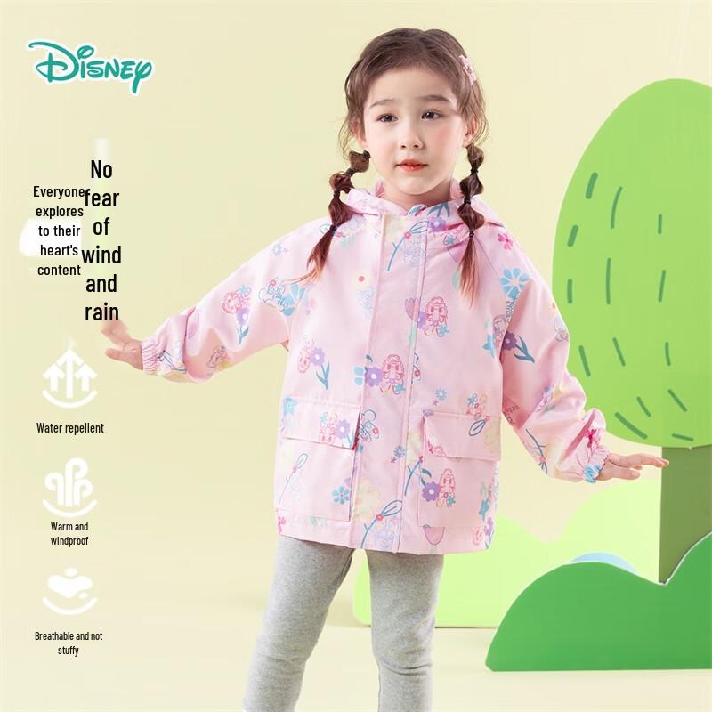 Disney Girls  Cartoon 3-in-1 Windproof Warm Hooded Jacket 110/56