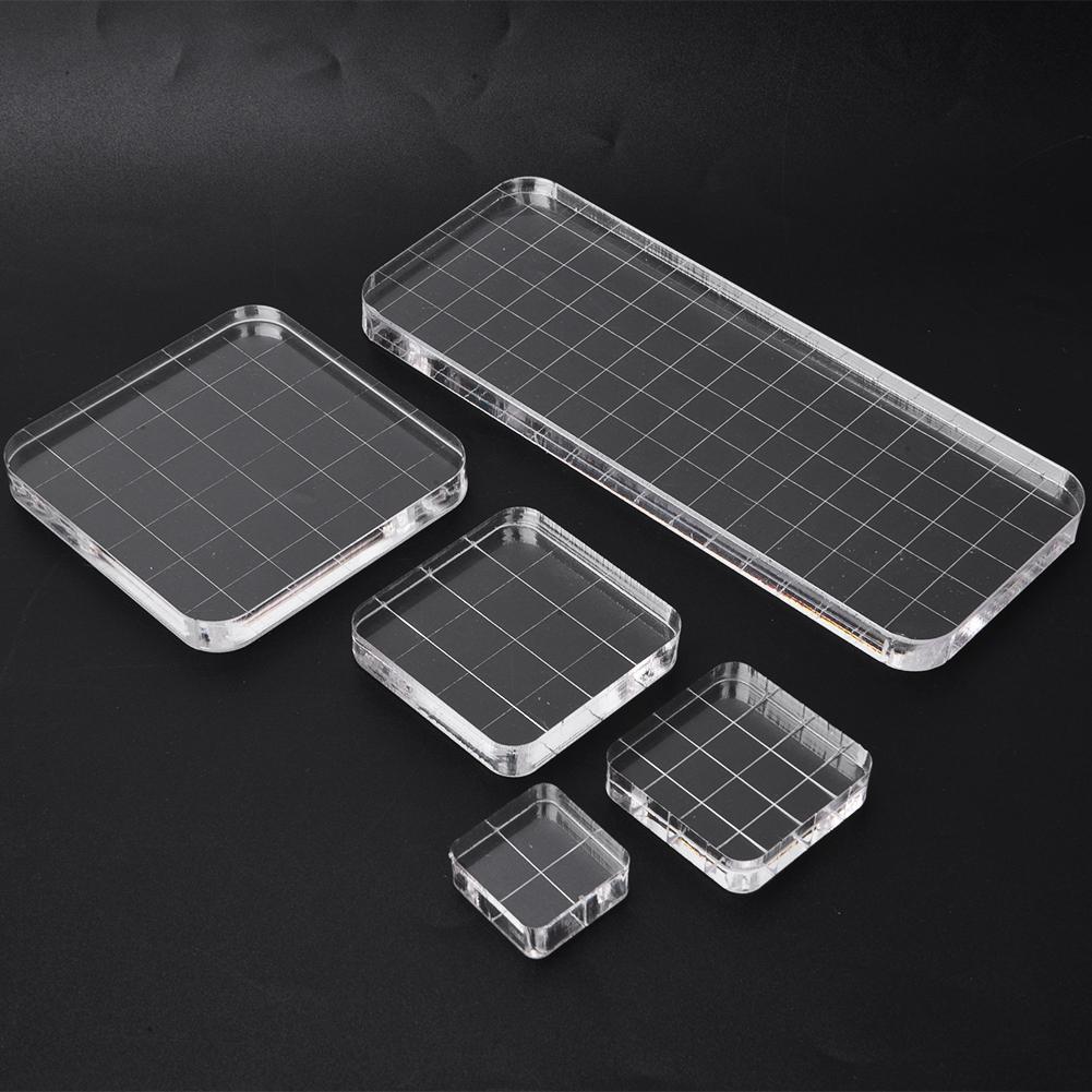 5 Pcs Rubber Stamp Block Transparent Acrylic Round Angle Manual Stamp Making Accessory