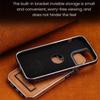 Coque de téléphone avec pare-chocs plaqué, cuir, support pliable, pour iPhone 16 15 11 12 13 14 Pro Max Plus, étui fin avec support métallique