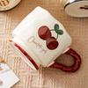 Medium Retro High value Cherry Plaid Ceramic Mug Home Casual Cup Milk Breakfast Cartoon Creativity
