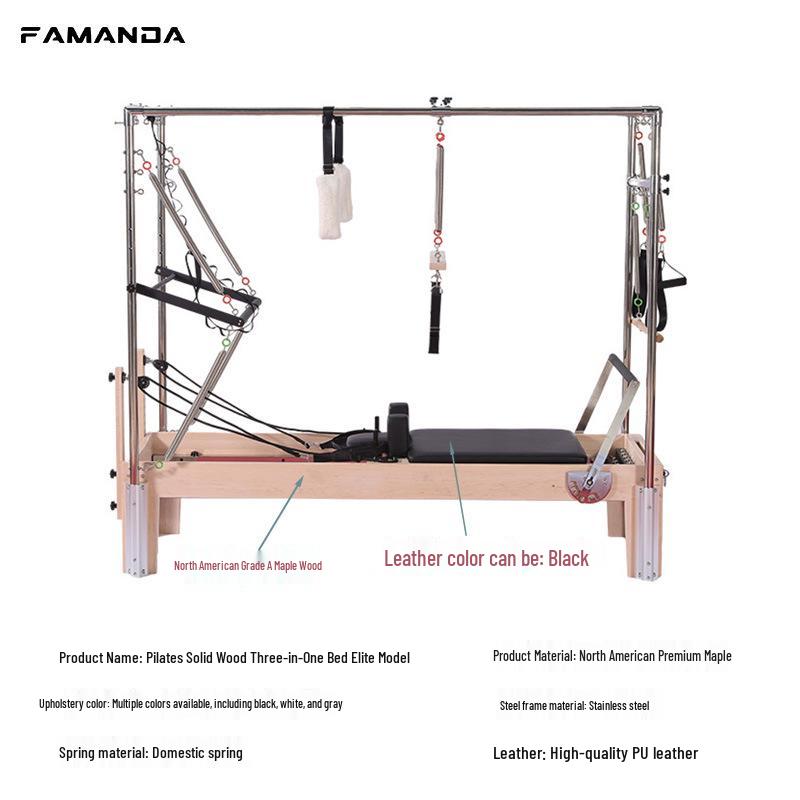 FAMANDA Pilates 3-in-1 Solid Wood Core Bed - Multifunctional Fitness Equipment for Home and Commercial Use