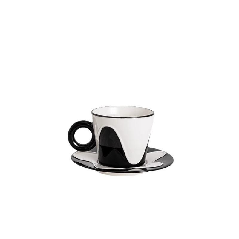 Beautiful black and white wavy coffee cup