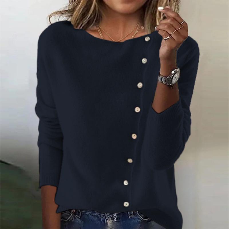 2025 European & American Round Neck Long Sleeve Button Knit Sweater - New Women's Autumn/Winter Collection