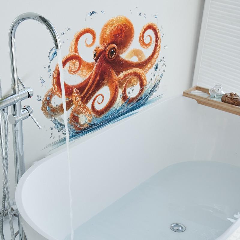 Decorative Stickers for Bathroom Decoration In The Cartoon Water Ripple Scene Featuring An Octopus