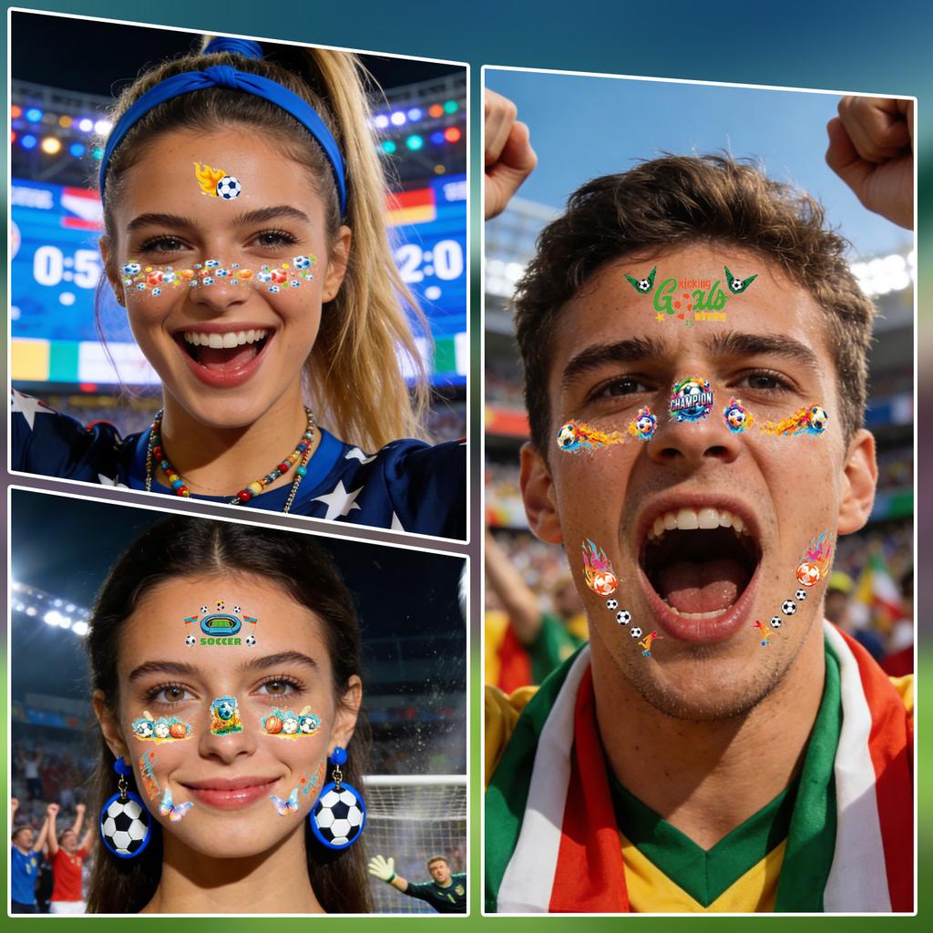 2026 USA-Canada-Mexico World Cup Football Blush Face Stickers Event Cheerleader World Cup Tattoo Stickers