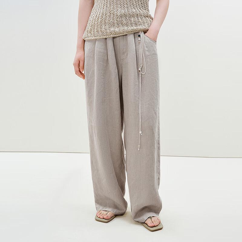 LESS 2025 Summer Linen Wide-Leg Pants