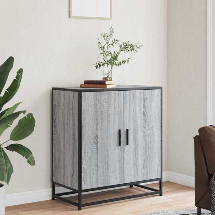 VidaXL Buffet sonoma gris 68x35x76 cm bois d'ingénierie et métal, armoire de rangement, meuble d'entrée, meuble d'appoint 848967