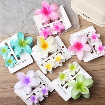 Plumeria Hair Claw Clip for Women Retro Flower Hair Grip for Half Up, Side or Back Hairstyles