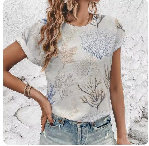 New Fashion Trend Crew Neck T-shirt 2024 Summer Casual Sports Comfortable Short-sleeved Top High Quality Simple Women