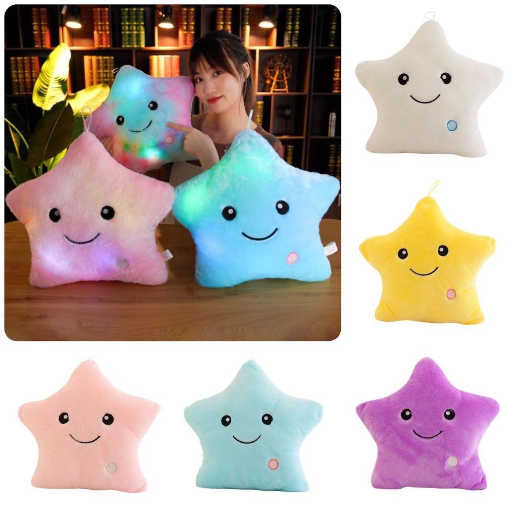 Luminous Glowing Led Colorful Stars Cushion Plush Toy Pillow For Kids' Rooms