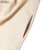 ZANZEA Women Casual Stand Collar Loose A-Line Short Sleeve Dress