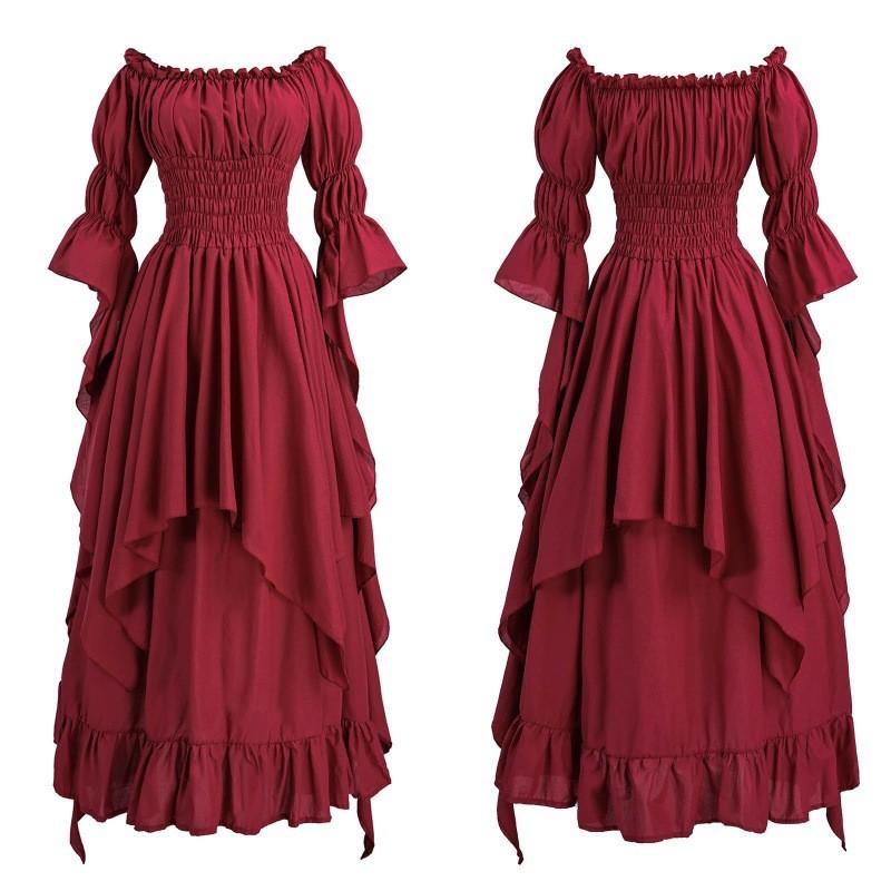 Renaissance Gothic Alluring Dress For Women Stunning Stage Costume In Black Burgundy White