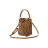 Miu Miu Matelassé Metal Logo Drawstring Closure Napa Leather Bucket Bag Women bags Caramel 5BE085-N88-F098L-V-OOO