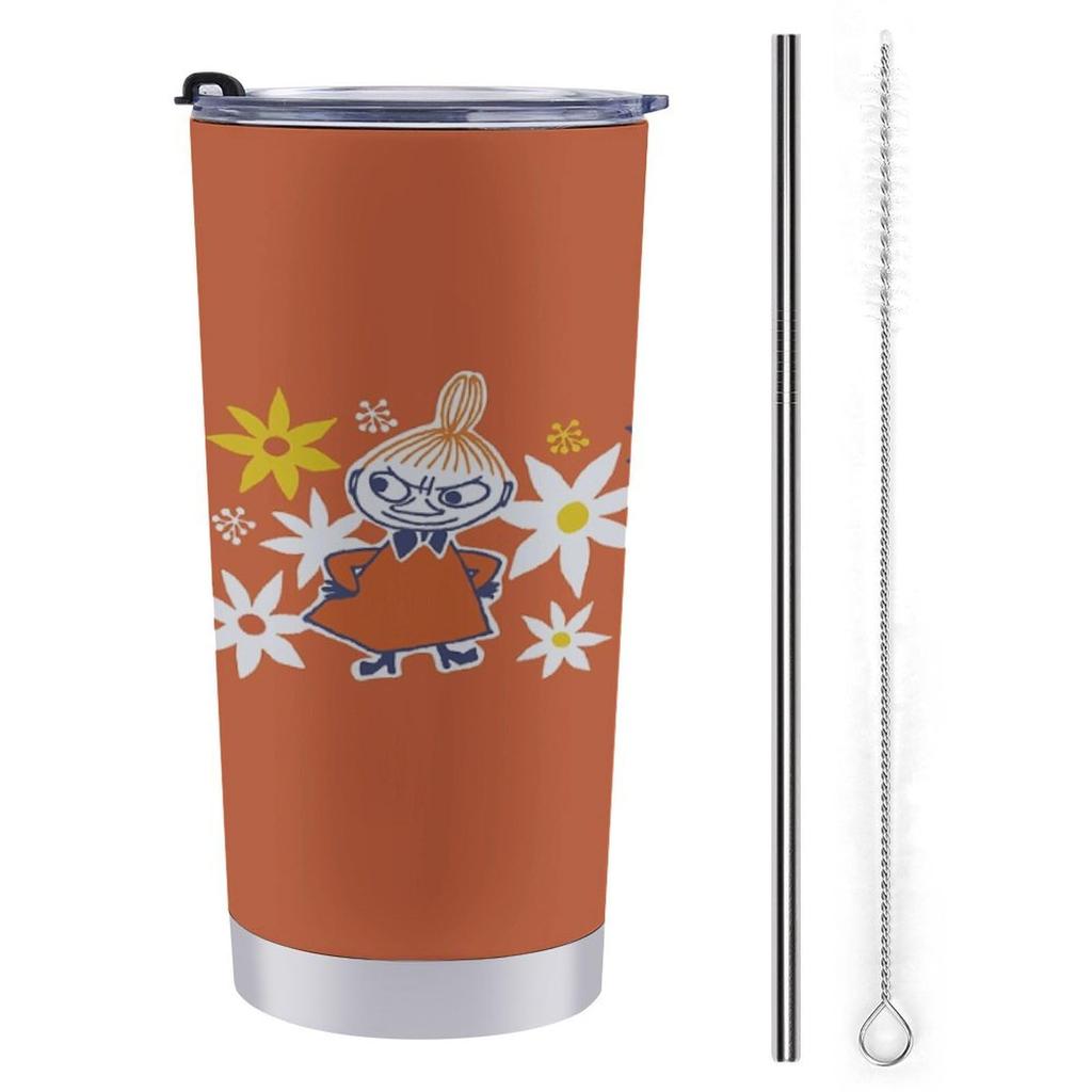 Little My Snufkin Tumbler Mug Coffee Cup Convenience Store Cup Insulated Water Bottle for Direct Drinking, Stainless Steel with Lid, Portable Straw,
