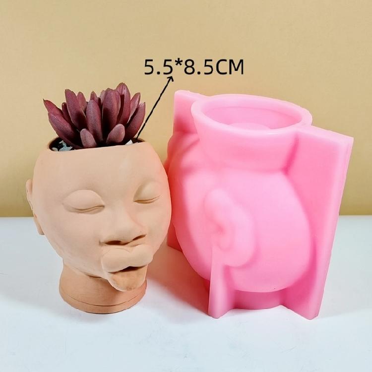 Concrete Vase Silicone Mold Handmade Ugly Girl Flower Pots Plaster Epoxy Resin