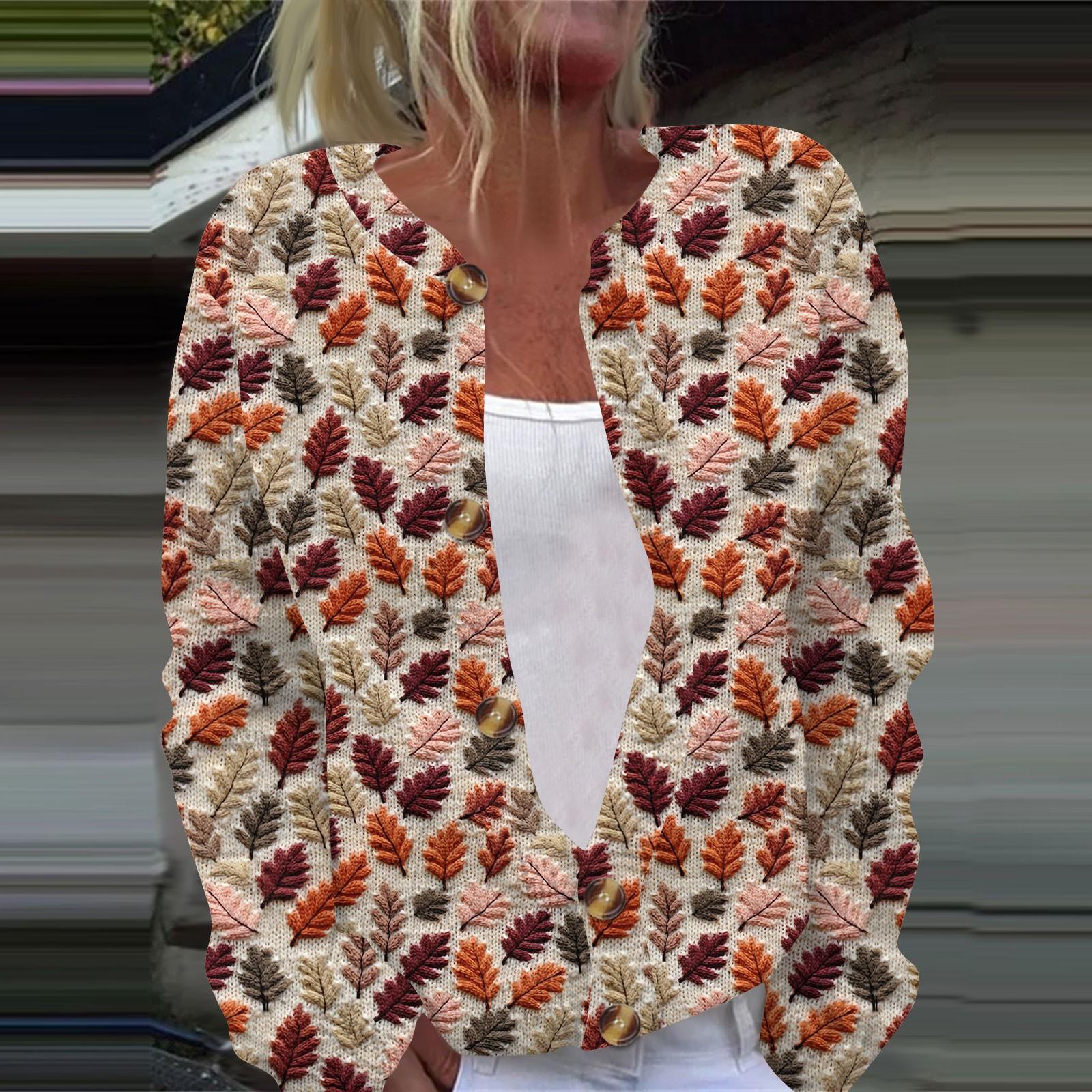 Women s Casual Fashion Retro Floral Print Long Sleeve Top Cardigan Button Jacket S арбуз красный
