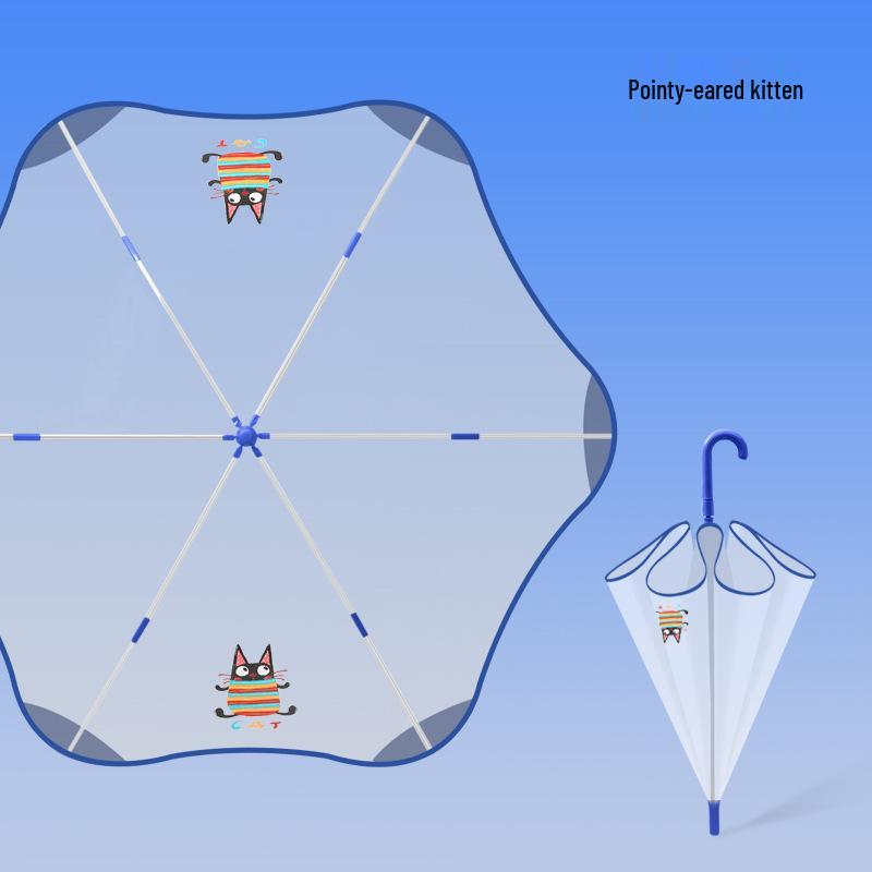 Kids' Safe Transparent Cartoon Umbrella: Automatic, Round-Corner Design for Kindergarten Boys & Girls