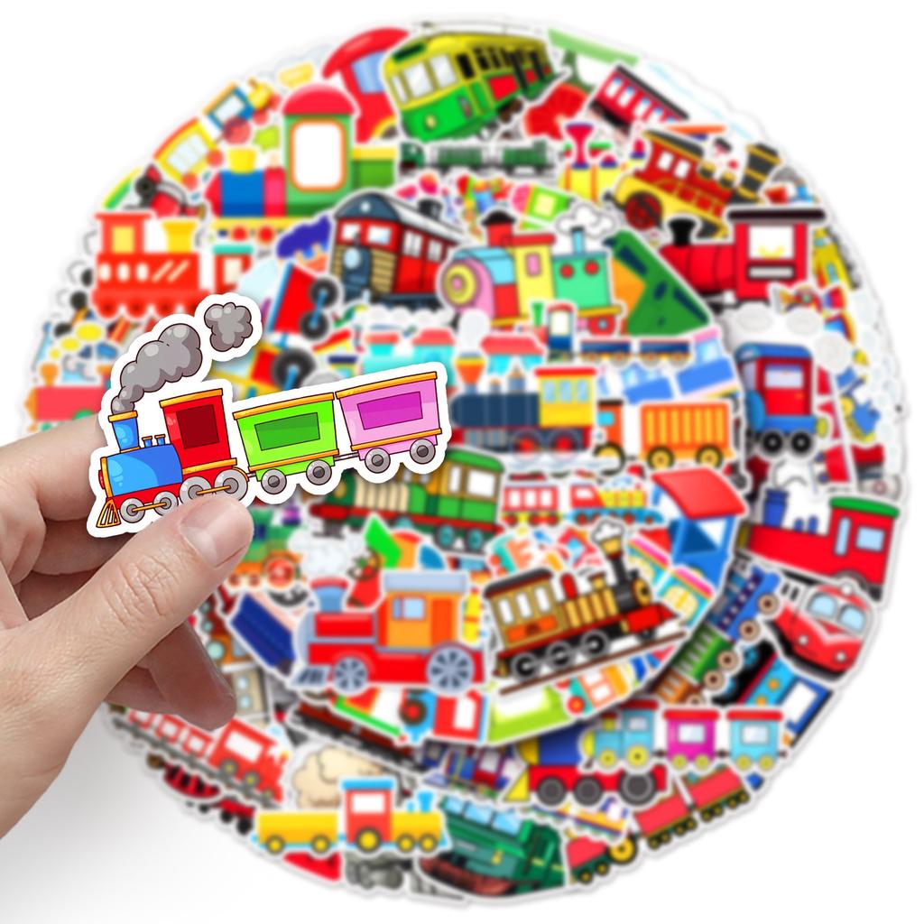 100 Small Train Graffiti Stickers Cartoon Creative Decorative Water Cup Mobile Phone Case Toy Stickers