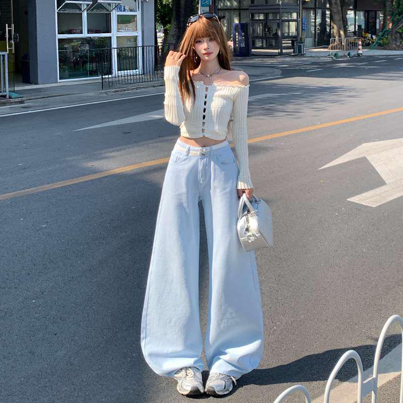 Women s Embroidered Denim Straight-Leg Wide-Leg Jeans - In Stock 2XL