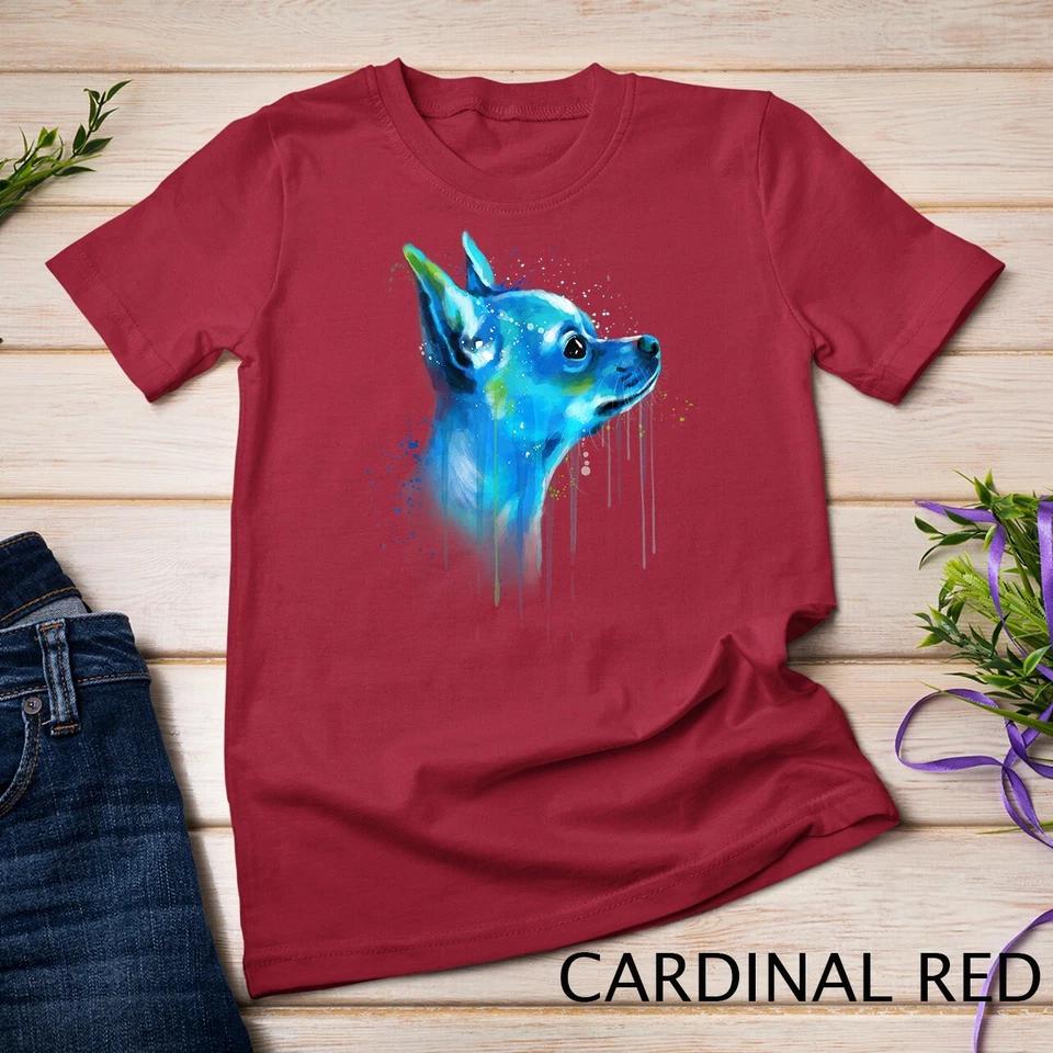 Cute Chihuahua Watercolor Painting Art T-Shirt Unisex T-shirt 2 4XL